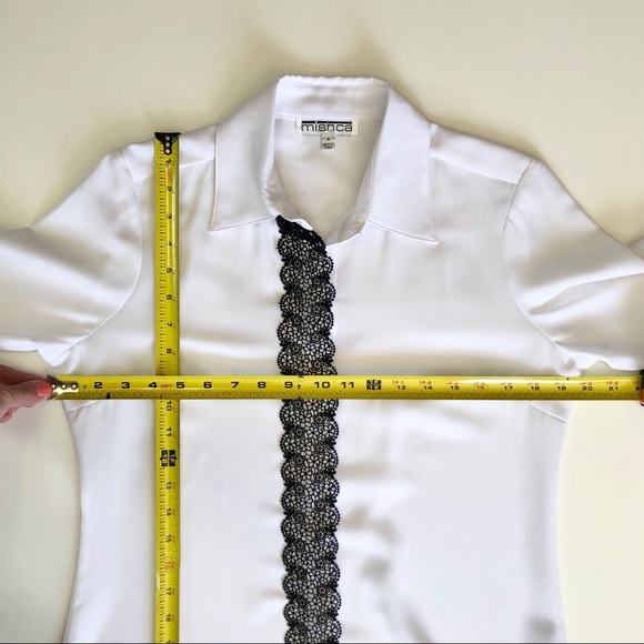 Mishca Bell Sleeve Black Filigree White Blouse - Picture 8 of 12